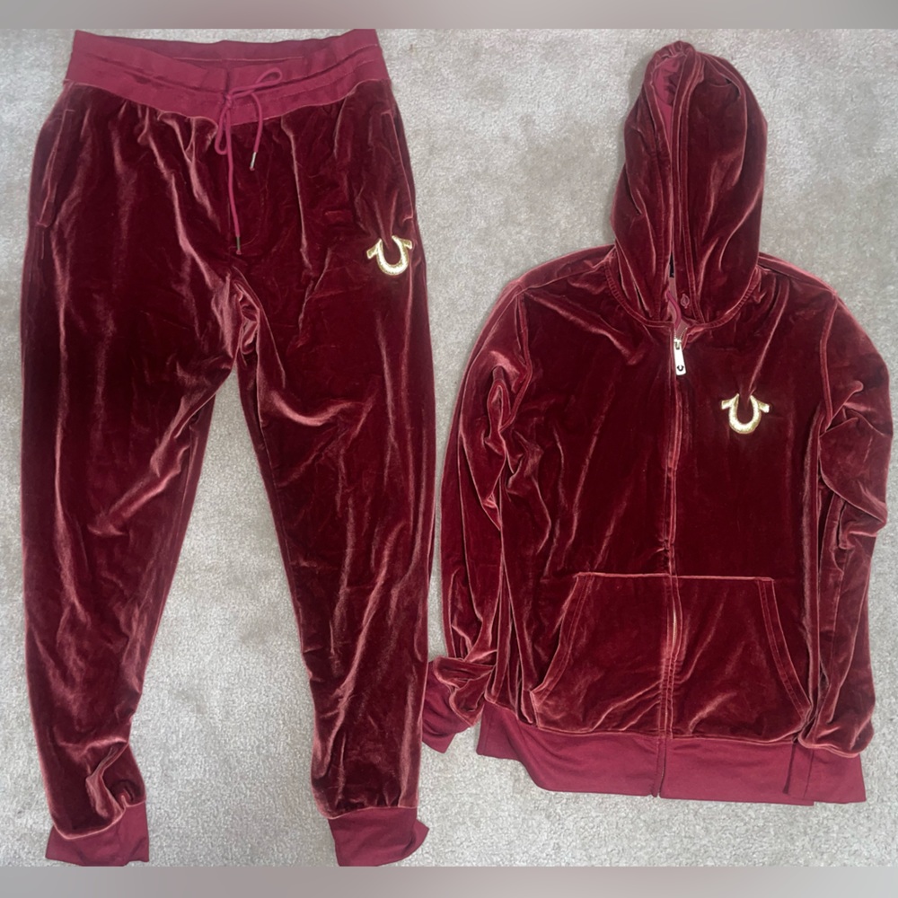Rare Men’s True Religion Velvet red track suit.